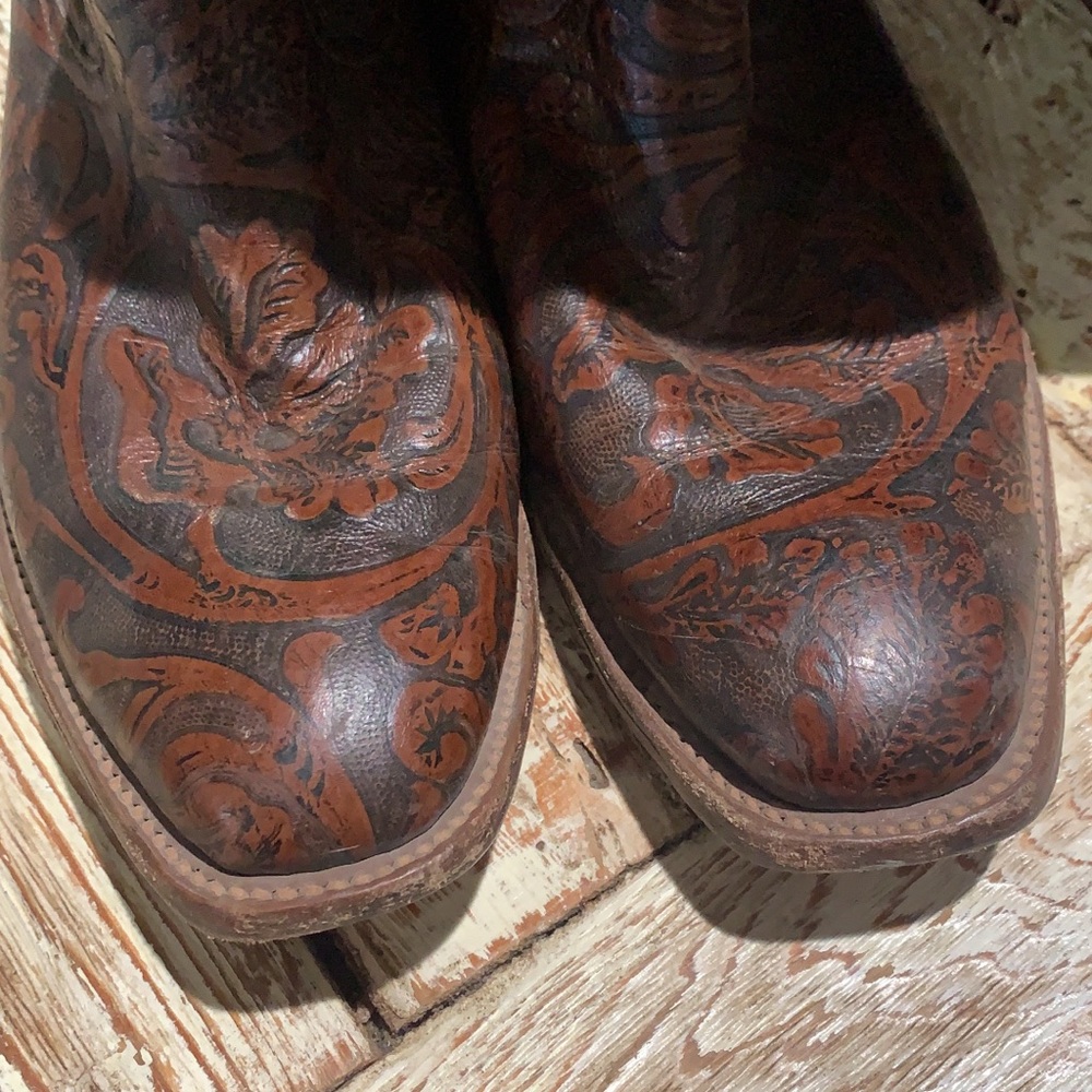 Rios of Mercedes leather embossed cowboy cowgirl boots! Sz 7 - Picture 3 of 7